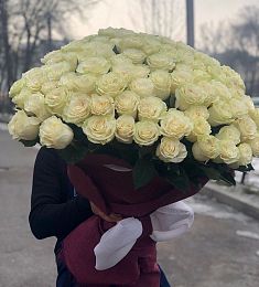 101 белая высокая роза
