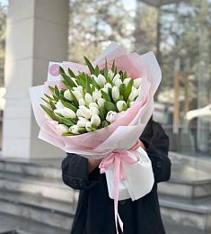 51 белый тюльпан в стильном оформлении