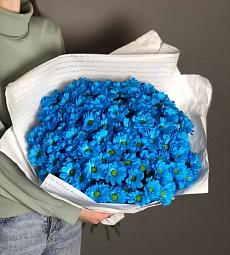 23 голубые хризантемы в оформлении